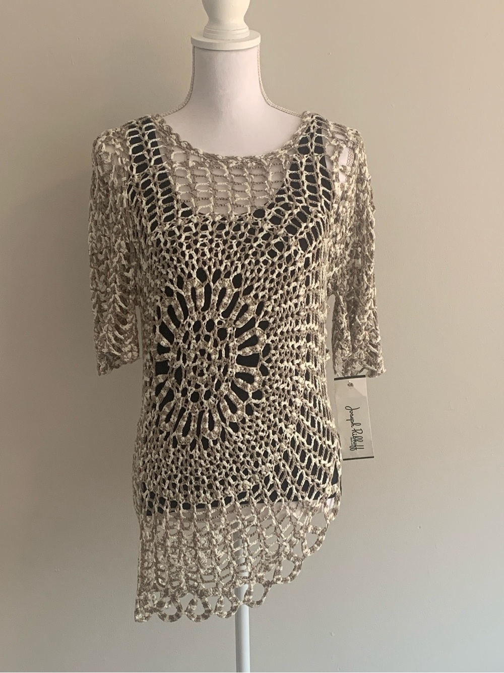 Joseph Ribkoff Crochet Knit Top – Size M